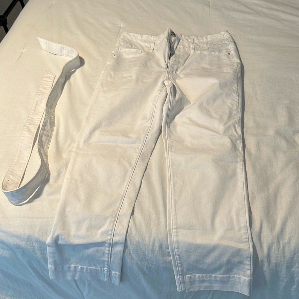 Slim crop white jeans